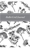 Bullet Grid Journal: Black and White Floral, 150 Dot-Grid Pages, 6"x9"
