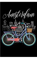 Amsterdam: Love Cycling Luv Amsterdam Retro Bike Lined Notebook Journal Diary 6x9