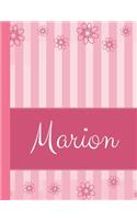 Marion: Personalized Name College Ruled Notebook Pink Lines and Flowers