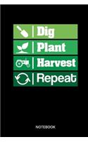 Dig Plant Harvest Repeat Notebook: Notebook for gardeners and plant lovers