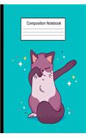 Composition Notebook: Dabbing Cat Cute Wide Ruled 6x9 120 Page Notebook For Girls