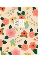 2018 - 2019 Weekly Planner: Peach Floral Bloom 16 Month Calendar, September 2018 - December 2019
