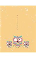 Notebook: Cute owl on yellow cover and Dot Graph Line Sketch pages, Extra large (8.5 x 11) inches, 110 pages, White paper, Sketch, Draw and Paint(3 Cute Owl on Yellow Notebook)