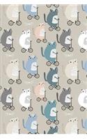 Cat Pattern - Bicycle: Blank Lined Notebook for Cat Lovers and Pet Owners