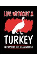 Life Without A Turkey Is Possible But Meaningless.: Blank Lined Notebook Journals
