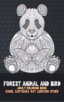 Forest Animal and Bird - Adult Coloring Book - Camel, Capybara, Rat, Leopard, other