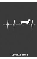 I love Dachshund: 100 leere linierte College Seiten ca. A5 (6"x9" niches) für Hundefreunde, Hundemütter und Hundeväter, Jungen, Mädchen, Kinder und Schülerinnen