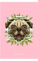 Pug Journal: Lined Journal - Pug Weed Sugar Skull Cute Marijuana Cannabis Dog Lover Gift - Pink Ruled Diary, Prayer, Gratitude, Writing, Travel, Notebook For Men