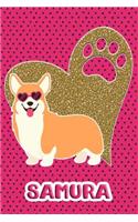 Corgi Life Samura: College Ruled Composition Book Diary Lined Journal Pink