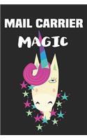 Mail Carrier Magic: Blank Lined Unicorn Notebook Journal