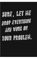 Sure, Let Me Drop Everything and Work On Your Problem Funny Birthday gift: lined journal / notebook gift, 6x9, 120 pages, Soft cover, Mattle finish