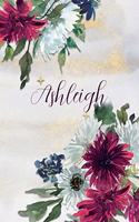 Ashleigh: Personalized Journal Gift Idea for Women (Burgundy and White Mums)