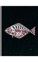 Tribal Halibut Fish: PNW Native American Indian Formline Totem, Haida Tribe Style Fisherman Art, Wide Ruled Lined Notebook - 120 Pages 8.5x11 Composition Journal