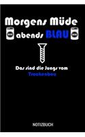Morgens Müde abends blau das sind die Jungs vom Trockenbau: A5 Monatsplaner 120 Seiten mit Spalten für Monatsziele, Termine, Veranstaltungen, Notizen und Wochenübersicht. Geschenkidee für Trockenbauer.