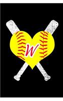 W Monogram Initial Softball Journal