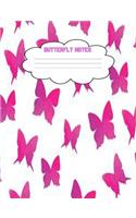 Butterfly Notes: Butterfly Composition Notebook 7.44" x 9.69" 100 Pages Dot Grid Line Paper Bullet Journal