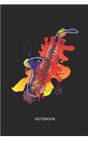 Notebook: Blank Lined Journal 6x9 - Watercolor Saxophone Instrument Musician Gift for Saxophonists