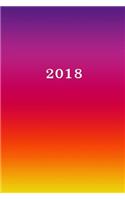 2018: Calendario/Planificador de cita: 1 semana en 2 lados, Formato 6" x 9" (15.24 x 22.86 cm), Encuadernación de colores