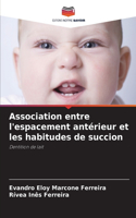Association entre l'espacement antérieur et les habitudes de succion