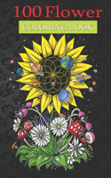 100 Flower Coloring Book