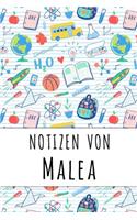 Notizen von Malea: Liniertes Notizbuch für deinen personalisierten Vornamen