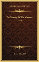 The Message Of The Missions (1920)