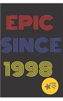 Gift Idea Epic Since 1998 Notebook Vintage Birthday Gift Idea