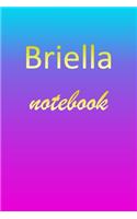 Briella: Blank Notebook - Wide Ruled Lined Paper Notepad - Writing Pad Practice Journal - Custom Personalized First Name Initial B Blue Purple Gold - Taking 