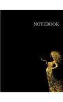 Brilliant Glitter Gold Woman Black Notebook- Golden Woman Black Notebook Grid Sturdy High Quality Premium White Paper 8.5x11 pages- Notebook For Woman - Journal For Man- Journal For Work