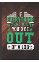 If Everything Works Right You'd Be Out of a Job: Funny New Job Career Blank Lined Notebook/ Journal For Worker Boss, Inspirational Saying Unique Special Birthday Gift Idea Cute 6x9 110 Pages