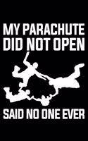 My Parachute Did Not Open Said No One Ever