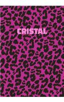 Cristal: Personalized Pink Leopard Print Notebook (Animal Skin Pattern). College Ruled (Lined) Journal for Notes, Diary, Journaling. Wild Cat Theme Design wi