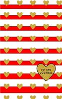 Dot Grid Journal: Small Size 5 x 8 Dot Grid 110 Pages Daily Tracker Personal Notebook Big Heart White Stripes With Bright Red Color