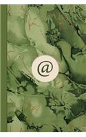 Monogram Symbol at Sign Email Marble Notebook (Leafy Green Edition): Blank Lined Journal for Writing: Contacts, Addresses, Phone, Email, Social Media, Birthdays, Passwords & Memos
