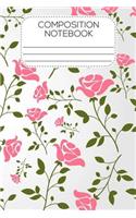 Composition Notebook: 6x9 Notebook, Ruled, Primary Journal Composition Book, Floral Design, Flower Valentine's Day Notebook for Girls