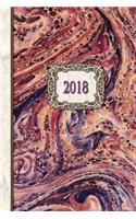 2018 Diary Purple Stone Design: 13 Months & Week to Page Planner 130 Pages 6x 9 with Contacts - Password - Birthday Lists & Notes