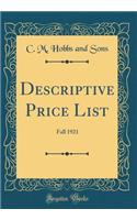 Descriptive Price List: Fall 1921 (Classic Reprint)