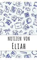 Notizen von Eliah: Kariertes Notizbuch mit 5x5 Karomuster für deinen personalisierten Vornamen