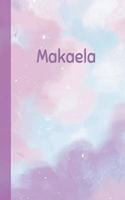 Makaela: Personalized Composition Notebook - College Ruled (Lined) Exercise Book for School Notes, Assignments, Homework, Essay Writing. Purple Pink Blue Cov