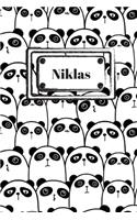 Niklas: Liniertes Panda Notizbuch oder Pandabär Notizheft liniert - Pandas Journal für Männer und Frauen mit Linien