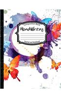 Handwriting Notebooks: Primary Composition Book and Journal: Vintage Butterfly: Creative Writing: Handwriting: for Cursive Workbook Letter Tracing Practice