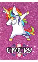 Emery - Dabbing Unicorn Notebook: Personalized Dabbing Unicorn notebook For Girls Who Love Unicorns - Cute Rainbow Unicorn, Cute Rainbow Unicorn For Kids, School, Students and Teache