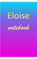Eloise: Blank Notebook - Wide Ruled Lined Paper Notepad - Writing Pad Practice Journal - Custom Personalized First Name Initial E Blue Purple Gold - Taking 