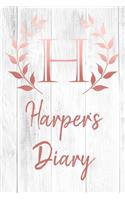 Harper's Diary: Personalized Diary for Harper / Journal / Notebook - H Monogram Initial & Name - Great Christmas or Birthday Gift