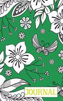 Journal: 6x9 Lined Journal (Butterfly Garden, black and white illustrations on a green cover)