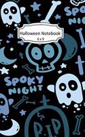 Halloween Notebook: Spooky Night Clip Art Images on 6 x 9 Blank Lined Softcover Journal for Notes, Halloween Gift Design Cover Note Book