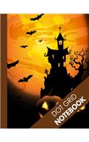 Dot Grid Notebook: Halloween Gifts for School Kids: Spooky Halloween Night Pumpkin and Bats: 8.5 x 11 Dotted Paper Book - 100 Pages - Dot Grid Journal ( Bullet Grid No