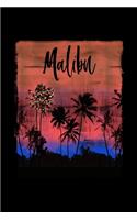 Malibu: California Christmas Notebook With Lined Wide Ruled Paper For Taking Notes. Stylish Tropical Travel Journal Diary 6 x 9 Inch Soft Cover. For Home, W