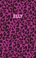 Elly: Personalized Pink Leopard Print Notebook (Animal Skin Pattern). College Ruled (Lined) Journal for Notes, Diary, Journaling. Wild Cat Theme Design wi