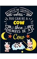 Cow Dot Grid Black Pages Notebook: Always Be Yourself Unless You Can Be A Cow - Blank Black Paper Journal for Gel Pens, Metallic Markers, Colored Pencils, or Wax Pens - Farm Animal + 